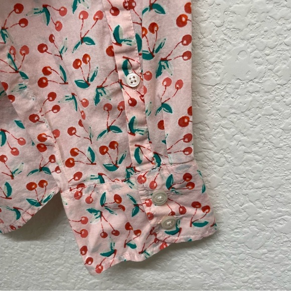 J. Crew 100% Cotton Pink Cherry Print Long Sleeve Button Down Women’s Shirt L - Picture 4 of 11